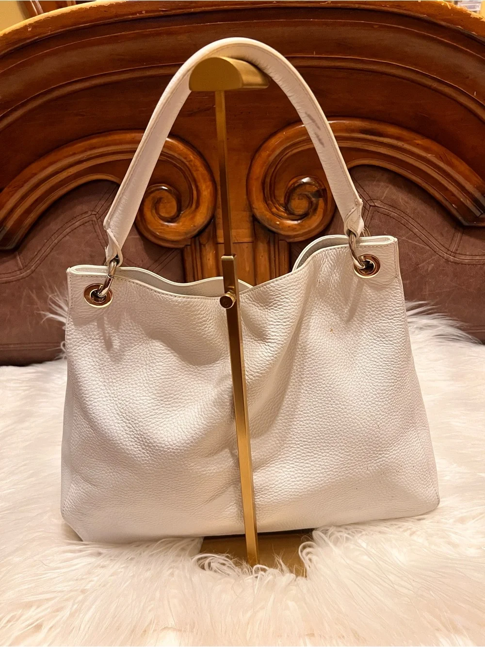 Mark & Graham ivory Pebbled Leather Hobo Bag